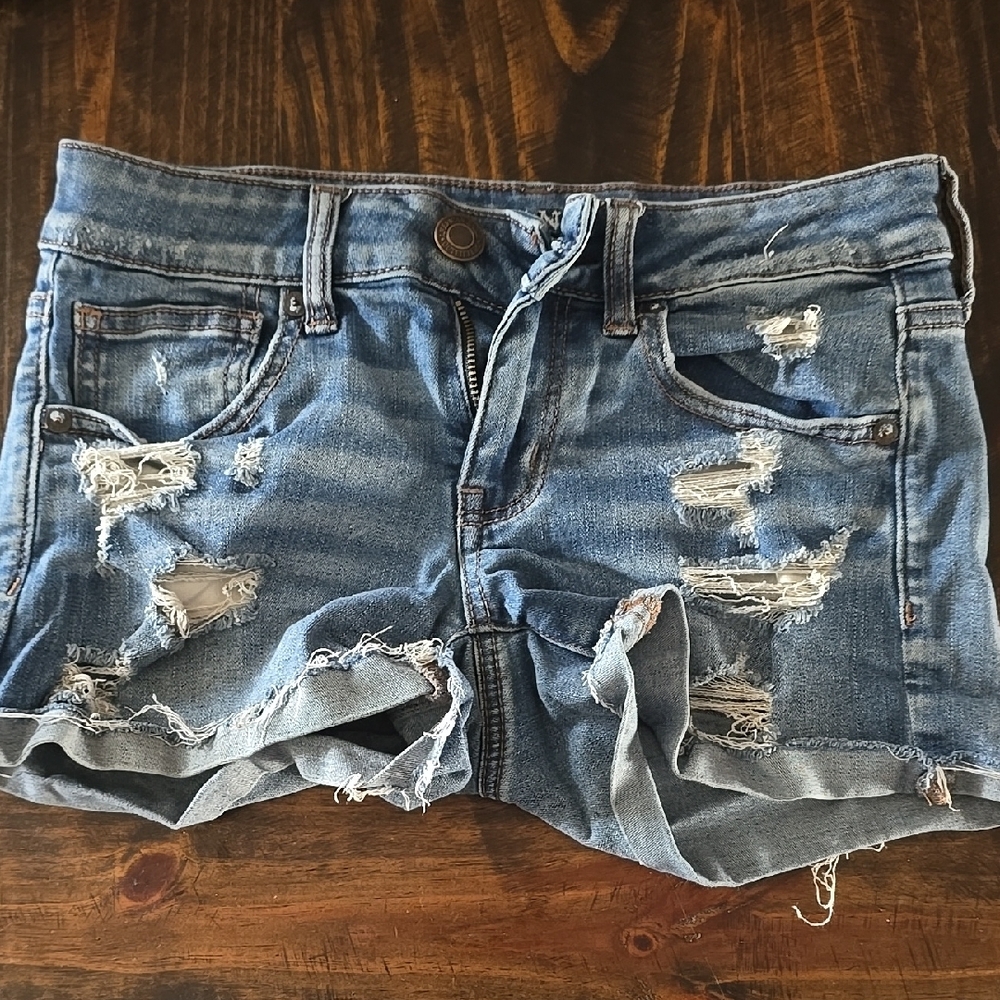 Distressed Blue Denim Women's Shorts